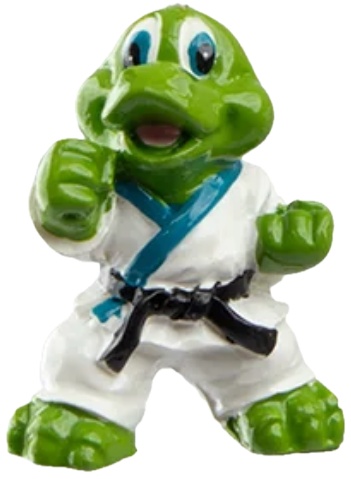 Kiwi the Kooshie — a small karate figurine