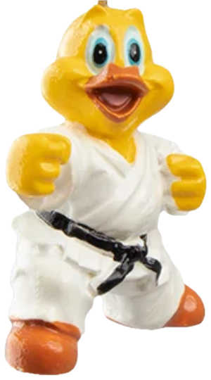 Puddles the Kooshie — a small karate figurine